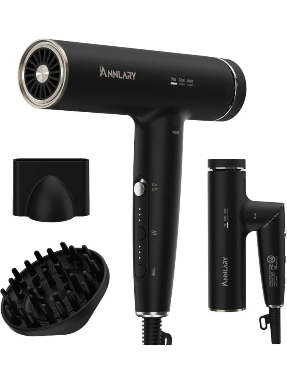 Professional Hair Dryer with Diffuser for Curly Hair | Ionic Frizz Control, Low